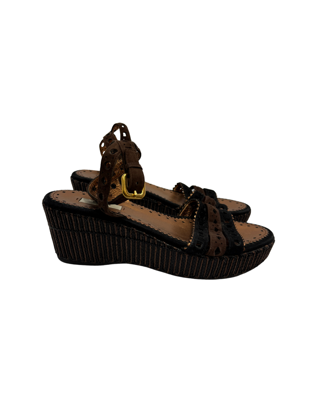 Prada Suede Open Toe Wedges