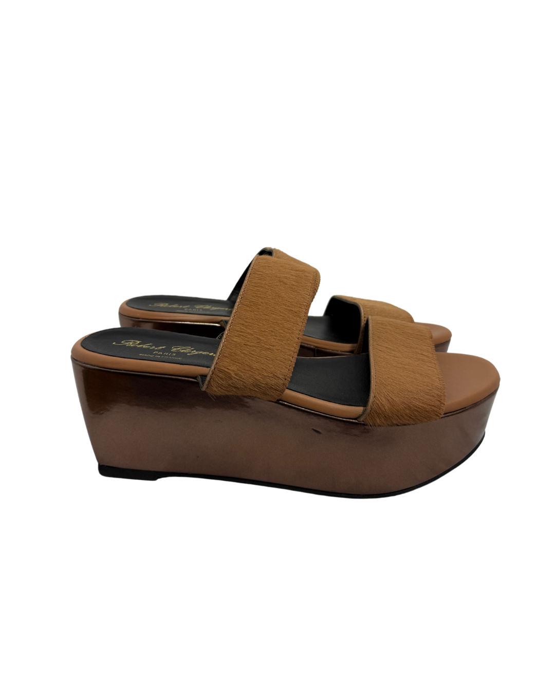 Robert Clergerie Fur Slip On Wedge Sandals