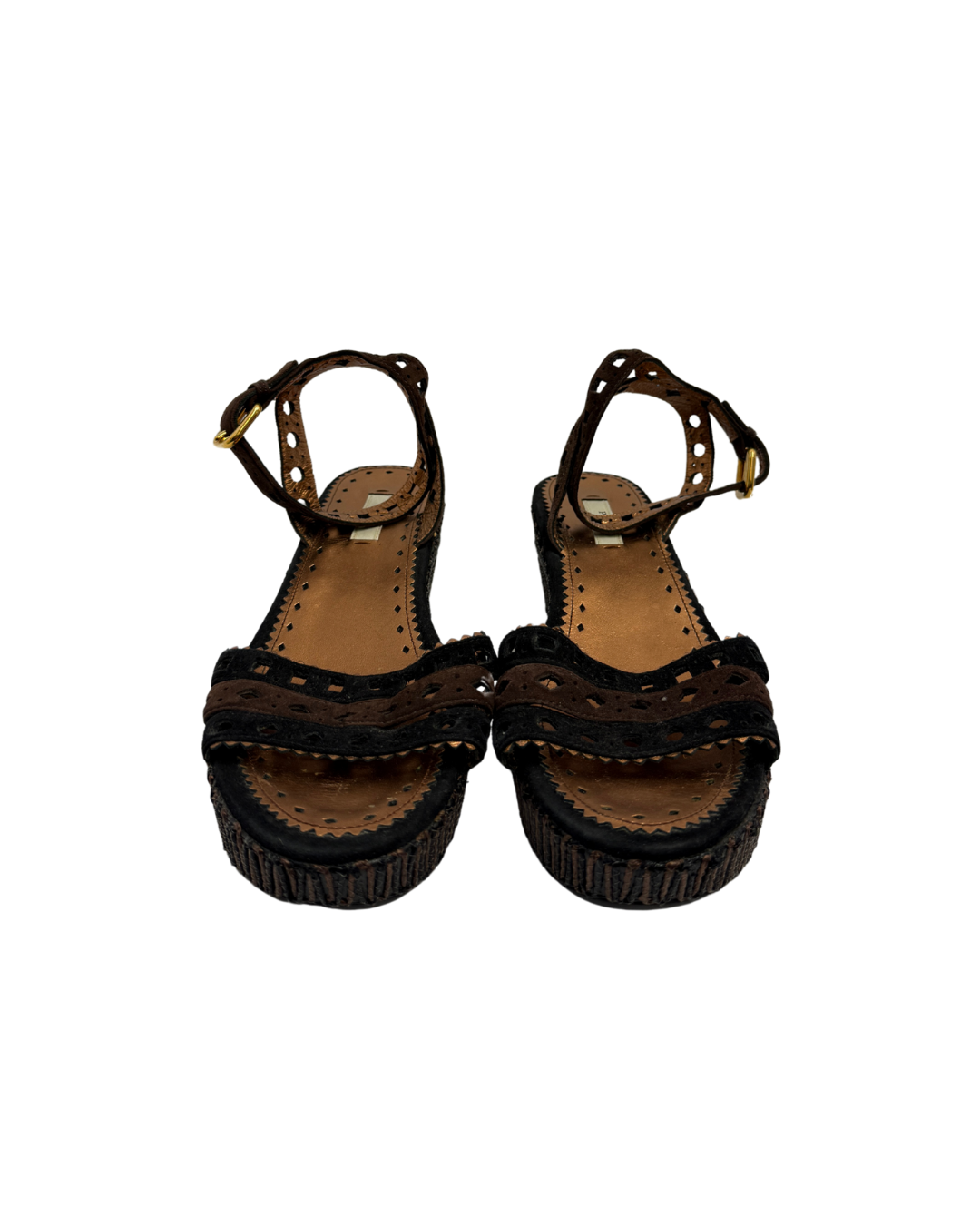Prada Suede Open Toe Wedges