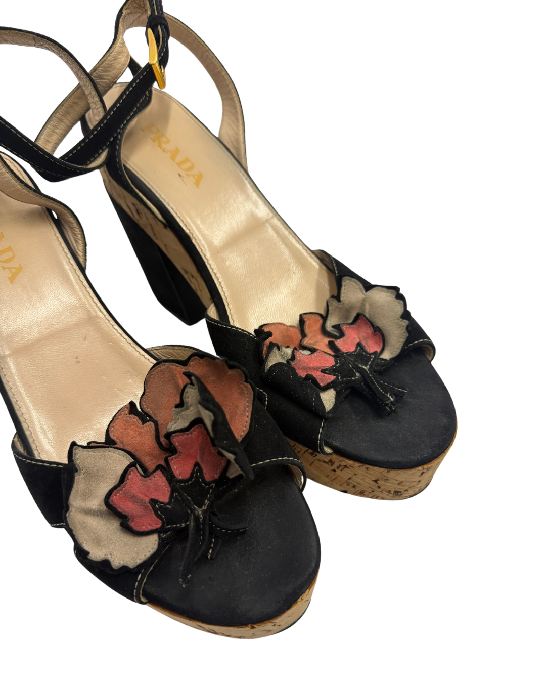 Prada Flower Chunky Platform Heels