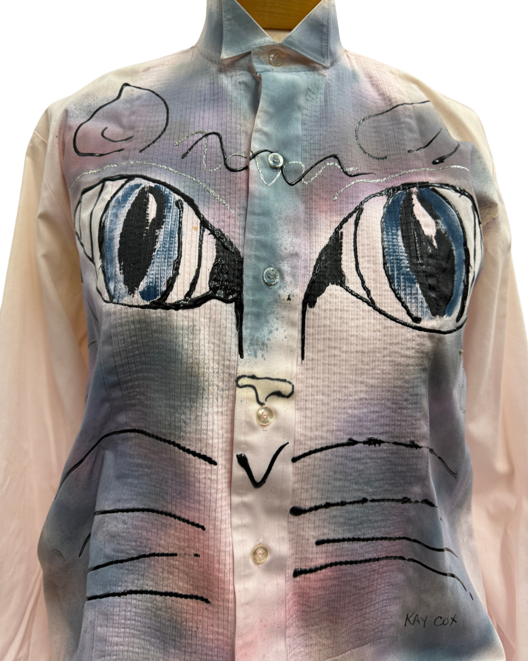 Kay Cox Vintage Cat Painted Button Up Shirt