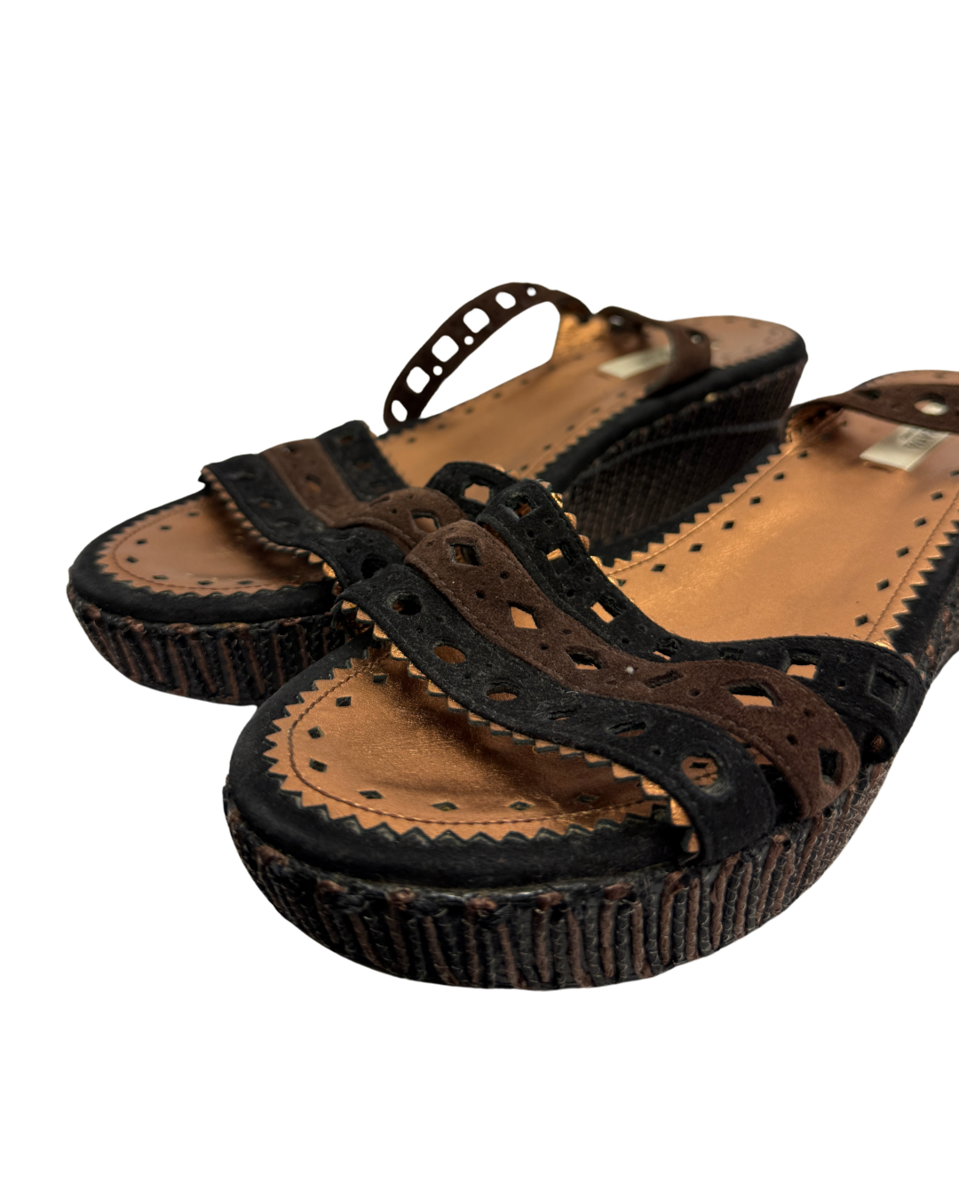 Prada Suede Open Toe Wedges