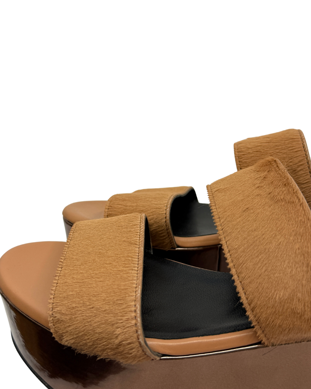 Robert Clergerie Fur Slip On Wedge Sandals