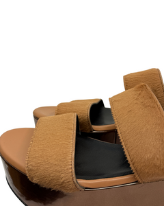 Robert Clergerie Fur Slip On Wedge Sandals