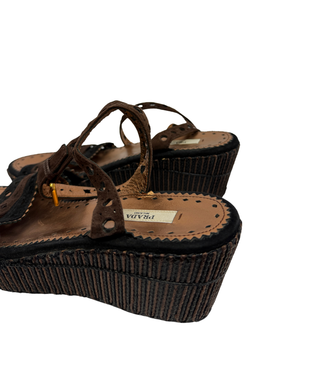 Prada Suede Open Toe Wedges