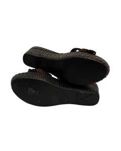 Prada Suede Open Toe Wedges